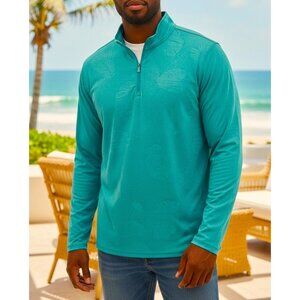 Tommy Bahama IslandZone Teal Quarter-Zip Pullover Men’s Size 4XLT